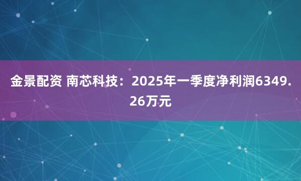 金景配资 南芯科技：2025年一季度净利润6349.26万元